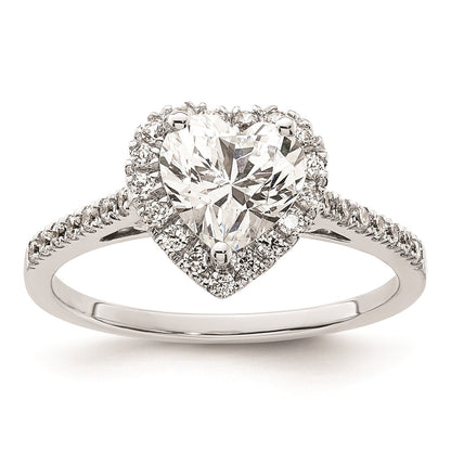 1.50ct. CZ Solid Real 14K White Gold Heart Halo Engagement Ring