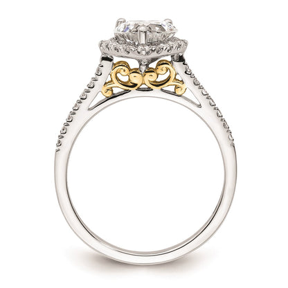 1.50ct. CZ Solid Real 14ktt Heart Halo Engagement Ring