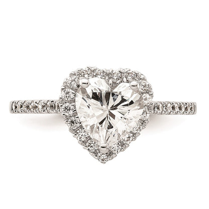 1.50ct. CZ Solid Real 14ktt Heart Halo Engagement Ring