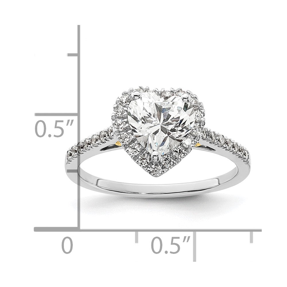 1.50ct. CZ Solid Real 14ktt Heart Halo Engagement Ring