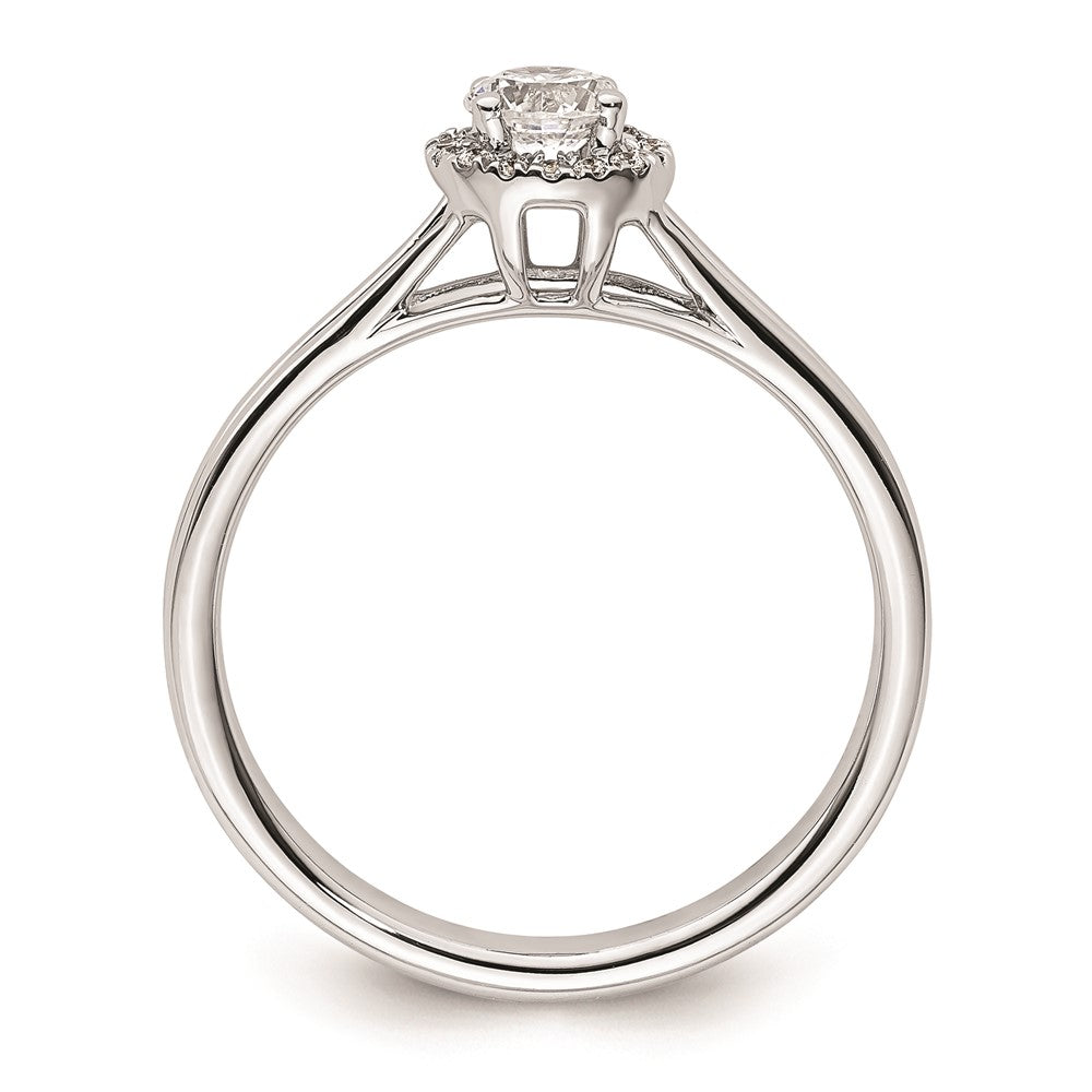 0.25ct. CZ Solid Real 14K White Gold Round Halo Split Shank Engagement Ring