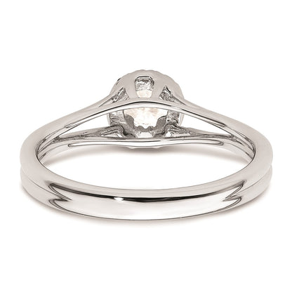 0.25ct. CZ Solid Real 14K White Gold Round Halo Split Shank Engagement Ring