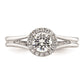 0.50ct. CZ Solid Real 14K White Gold Round Halo Split Shank Engagement Ring