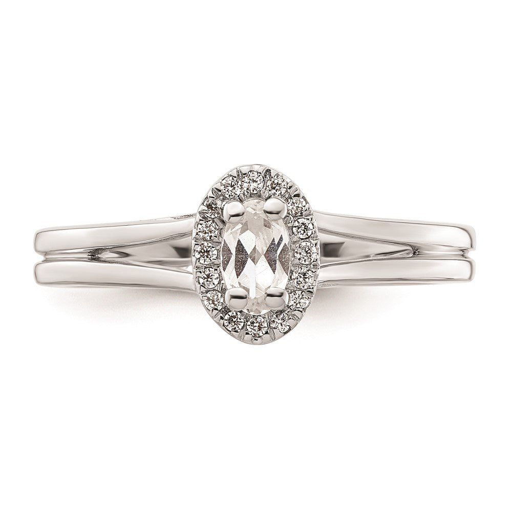 0.25ct. CZ Solid Real 14K White Gold Oval Halo Split Shank Engagement Ring