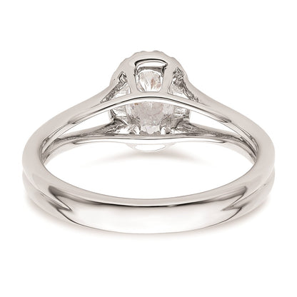 0.50ct. CZ Solid Real 14K White Gold Oval Halo Split Shank Engagement Ring