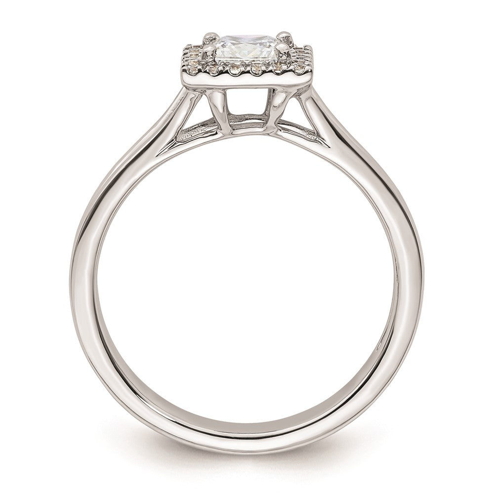 0.50ct. CZ Solid Real 14K White Gold Princess Halo Split Shank Engagement Ring
