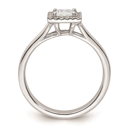 0.50ct. CZ Solid Real 14K White Gold Princess Halo Split Shank Engagement Ring