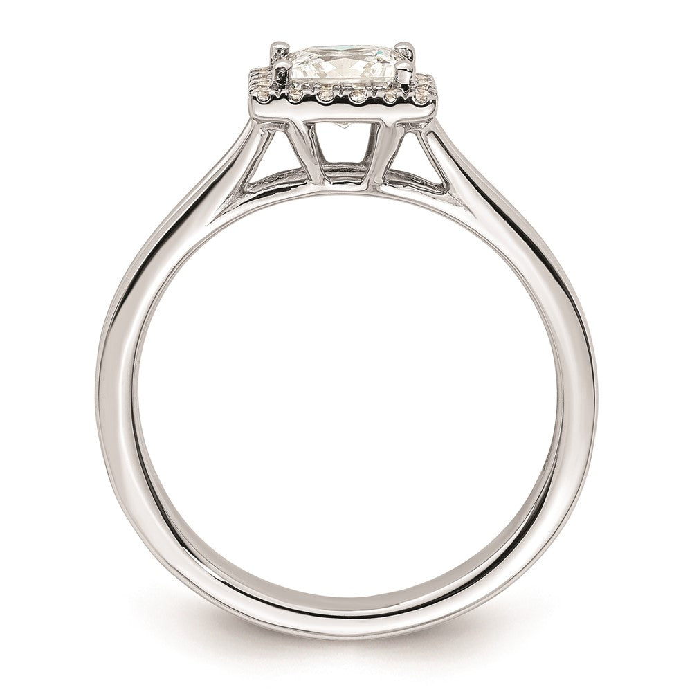 0.75ct. CZ Solid Real 14K White Gold Princess Halo Split Shank Engagement Ring