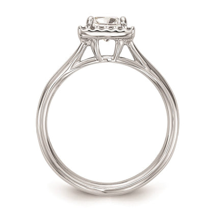 1.00ct. CZ Solid Real 14K White Gold Princess Halo Split Shank Engagement Ring