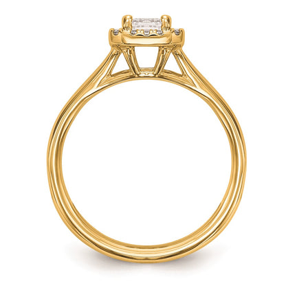 0.50ct. CZ Solid Real 14K Yellow Gold Emerald Halo Split Shank Engagement Ring