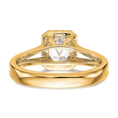 0.50ct. CZ Solid Real 14K Yellow Gold Emerald Halo Split Shank Engagement Ring