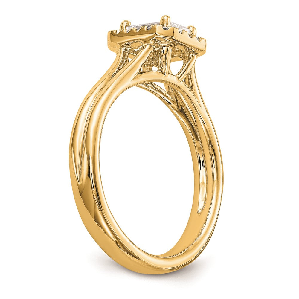 0.50ct. CZ Solid Real 14K Yellow Gold Emerald Halo Split Shank Engagement Ring