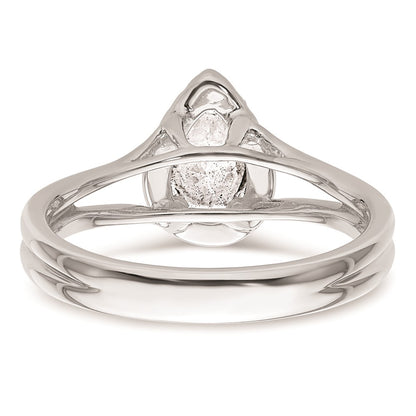 0.50ct. CZ Solid Real 14K White Gold Pear Halo Split Shank Engagement Ring