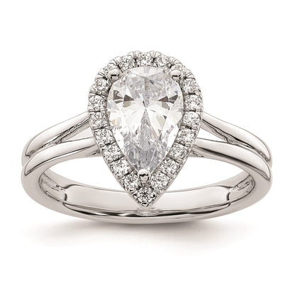 1.25ct. CZ Solid Real 14K White Gold Pear Halo Split Shank Engagement Ring