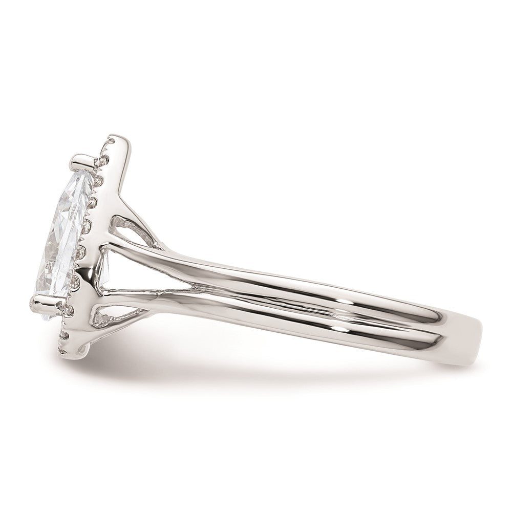 1.25ct. CZ Solid Real 14K White Gold Pear Halo Split Shank Engagement Ring