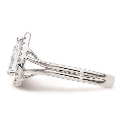 1.25ct. CZ Solid Real 14K White Gold Pear Halo Split Shank Engagement Ring