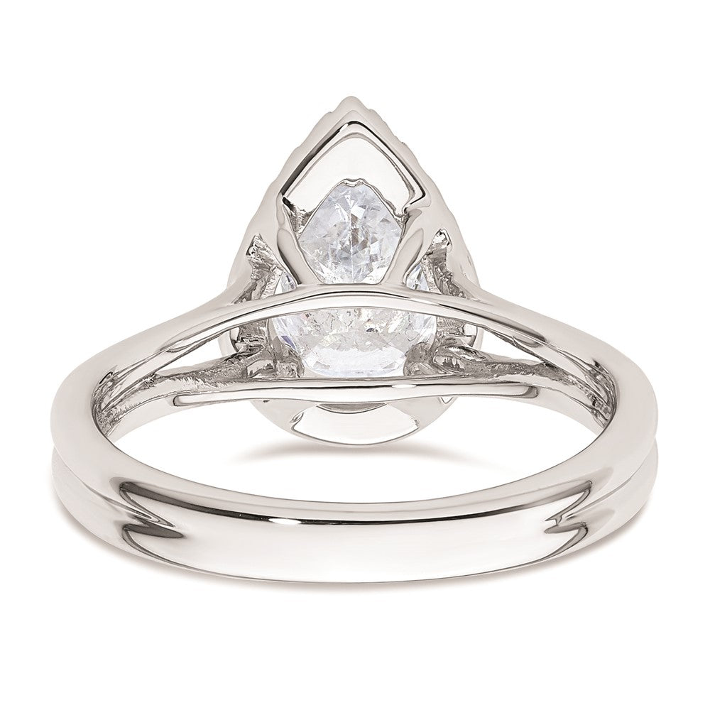 1.25ct. CZ Solid Real 14K White Gold Pear Halo Split Shank Engagement Ring