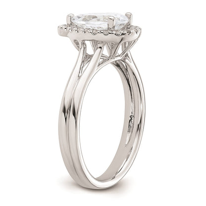 1.25ct. CZ Solid Real 14K White Gold Pear Halo Split Shank Engagement Ring