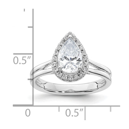 1.25ct. CZ Solid Real 14K White Gold Pear Halo Split Shank Engagement Ring
