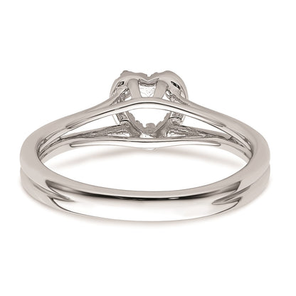 0.25ct. CZ Solid Real 14K White Gold Heart Halo Split Shank Engagement Ring