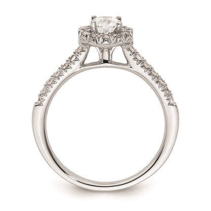 0.37ct. CZ Solid Real 14K White Gold Round Halo Engagement Ring