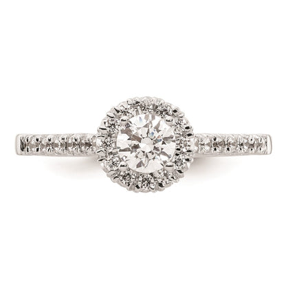 0.37ct. CZ Solid Real 14K White Gold Round Halo Engagement Ring