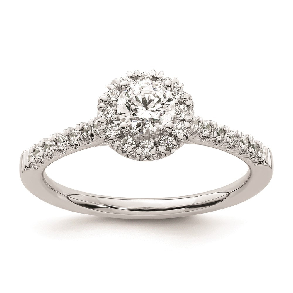 0.37ct. CZ Solid Real 14K White Gold Round Halo Engagement Ring