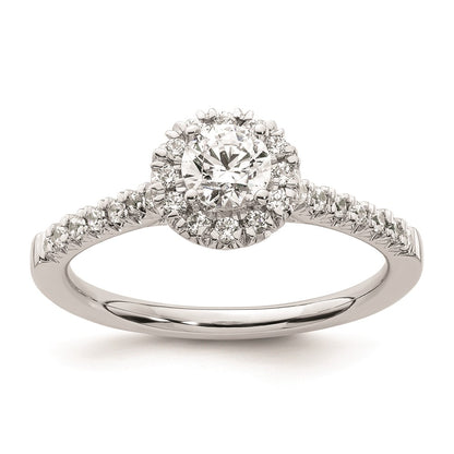 0.37ct. CZ Solid Real 14K White Gold Round Halo Engagement Ring