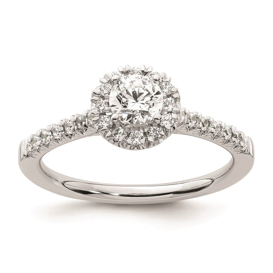 0.37ct. CZ Solid Real 14K White Gold Round Halo Engagement Ring