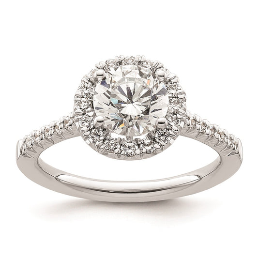 1.25ct. CZ Solid Real 14K White Gold Round Halo Engagement Ring