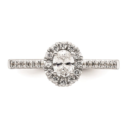 0.37ct. CZ Solid Real 14K White Gold Oval Halo Engagement Ring
