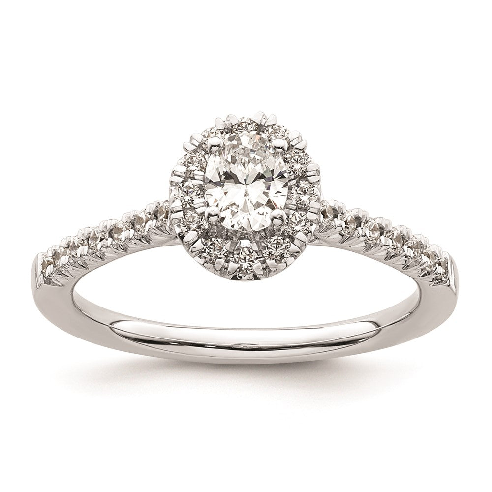 0.37ct. CZ Solid Real 14K White Gold Oval Halo Engagement Ring
