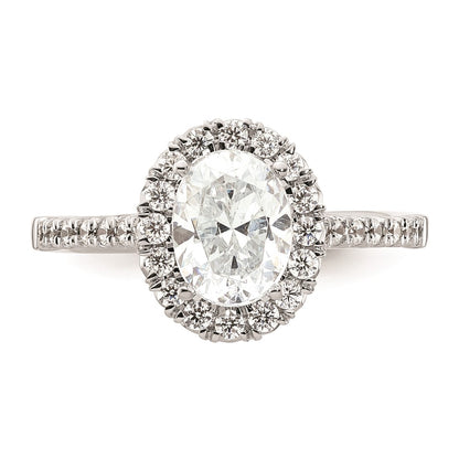 1.25ct. CZ Solid Real 14K White Gold Oval Halo Engagement Ring