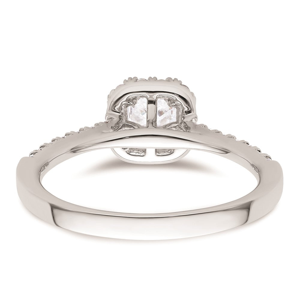 0.37ct. CZ Solid Real 14K White Gold Ascher Halo Engagement Ring