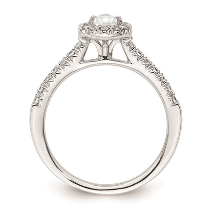 0.37ct. CZ Solid Real 14K White Gold Pear Halo Engagement Ring