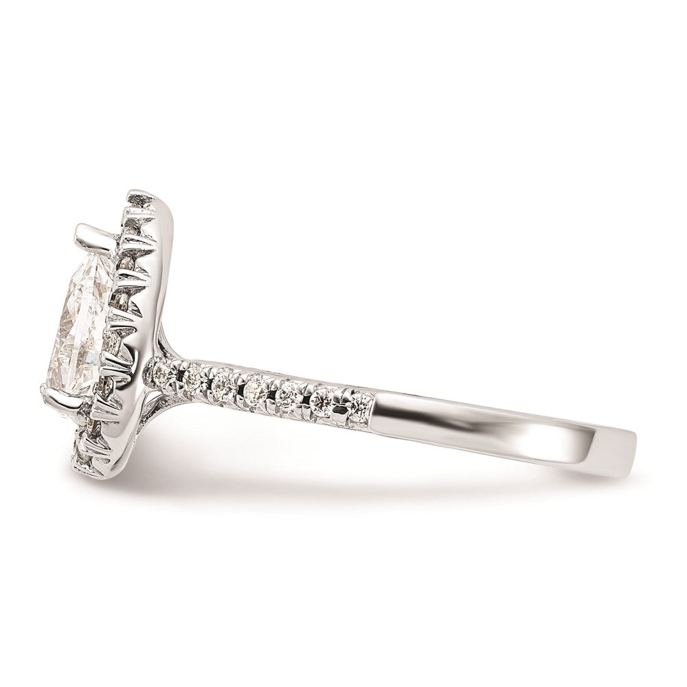 1.00ct. CZ Solid Real 14K White Gold Pear Halo Engagement Ring