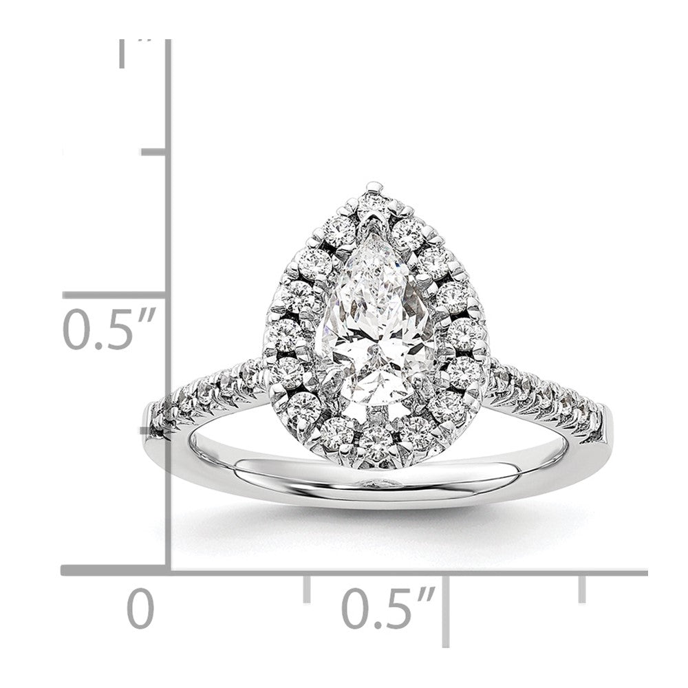 1.00ct. CZ Solid Real 14K White Gold Pear Halo Engagement Ring