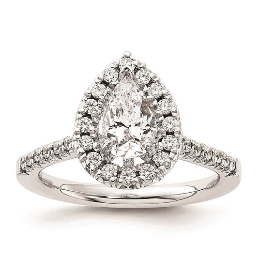 1.00ct. CZ Solid Real 14K White Gold Pear Halo Engagement Ring