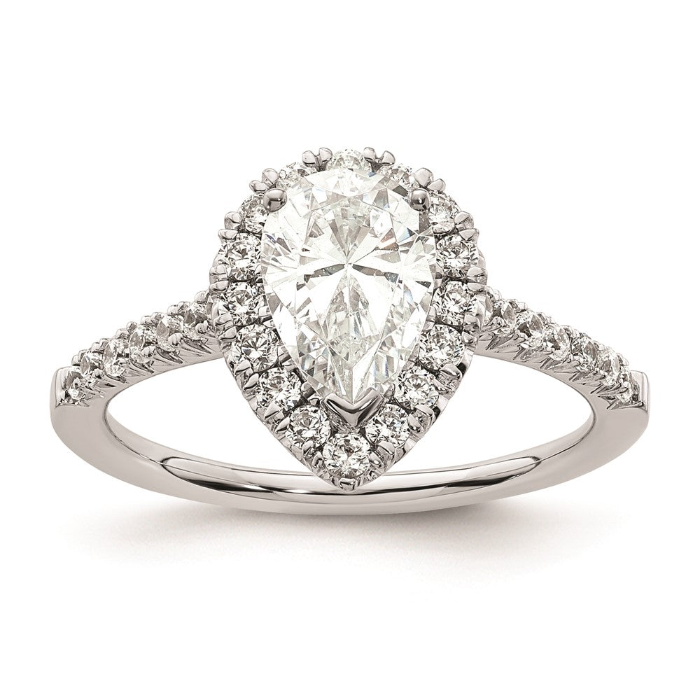 1.25ct. CZ Solid Real 14K White Gold Pear Halo Engagement Ring