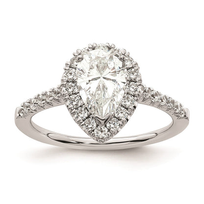 1.25ct. CZ Solid Real 14K White Gold Pear Halo Engagement Ring