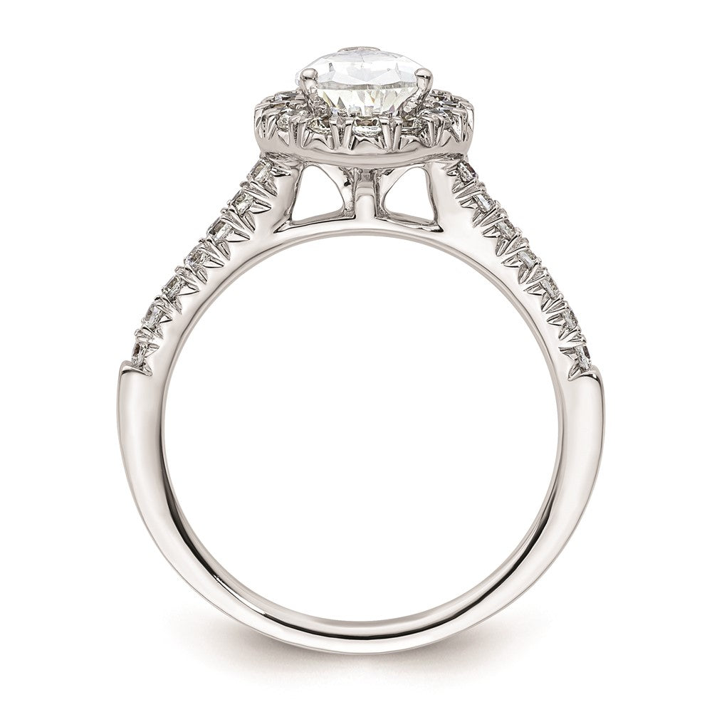 1.25ct. CZ Solid Real 14K White Gold Pear Halo Engagement Ring