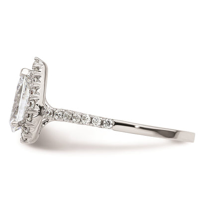 1.25ct. CZ Solid Real 14K White Gold Pear Halo Engagement Ring