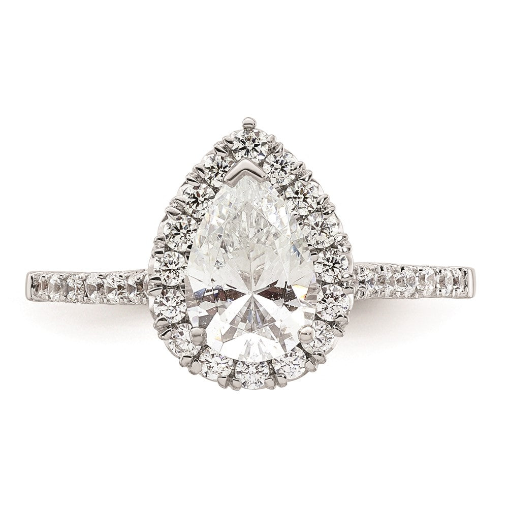 1.25ct. CZ Solid Real 14K White Gold Pear Halo Engagement Ring