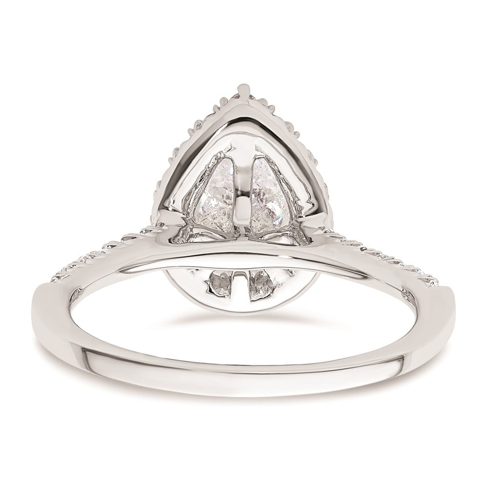 1.25ct. CZ Solid Real 14K White Gold Pear Halo Engagement Ring