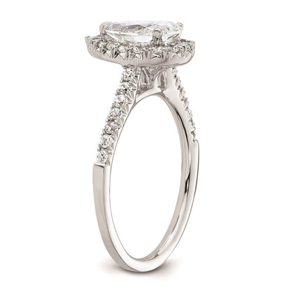 1.25ct. CZ Solid Real 14K White Gold Pear Halo Engagement Ring