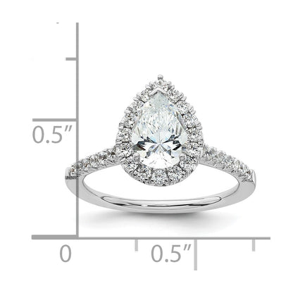 1.25ct. CZ Solid Real 14K White Gold Pear Halo Engagement Ring