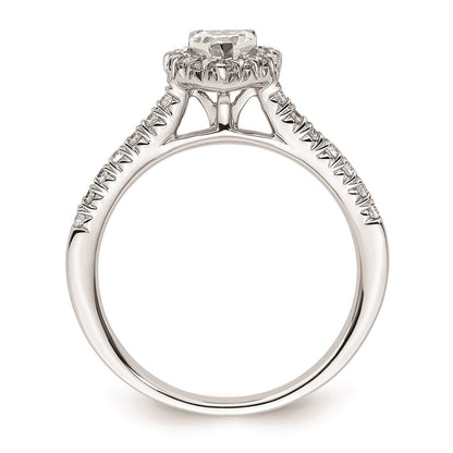 0.25ct. CZ Solid Real 14K White Gold Heart Halo Engagement Ring