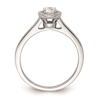 0.33ct. CZ Solid Real 14K White Gold Round Halo Engagement Ring