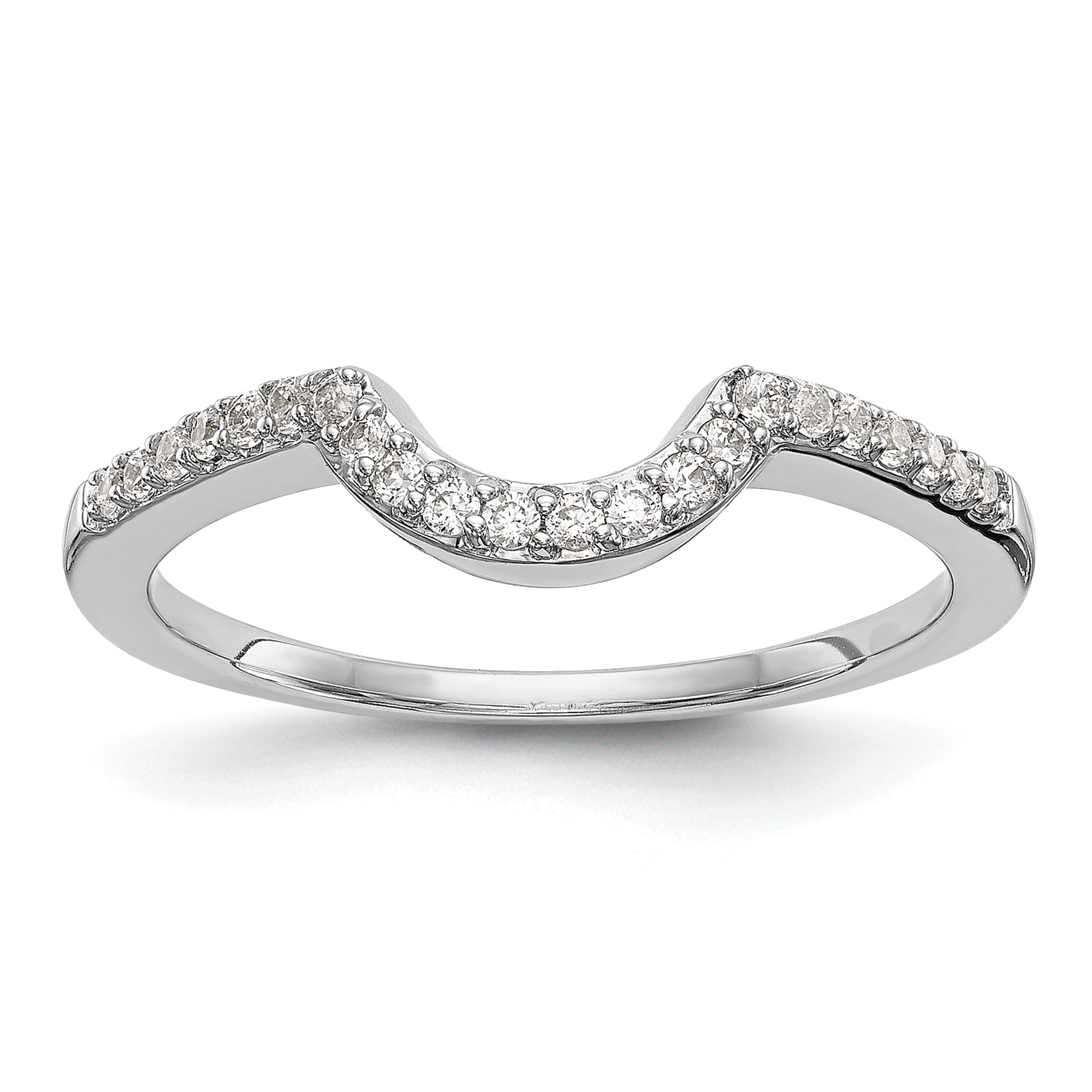 0.18ct. CZ Solid Real 14k White Gold Wedding Wedding Band Ring