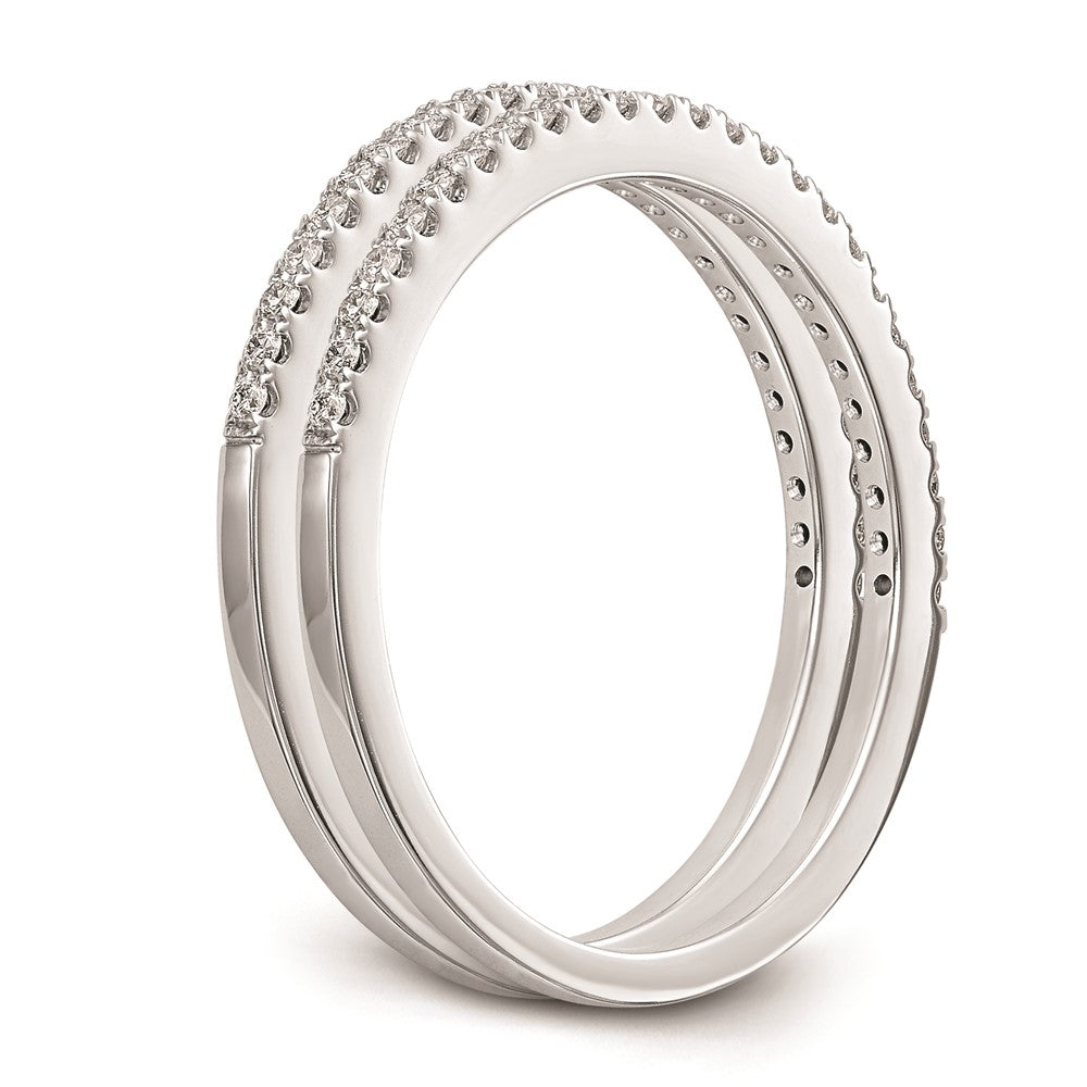 14k White Gold Real Diamond Set of 2 Wedding Bands